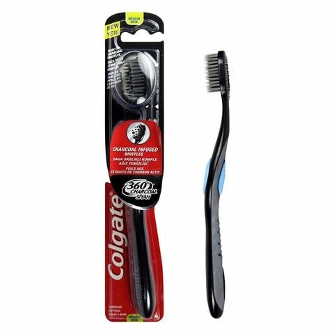 COLGATE TOOTHBRUSH 360 CHARCOAL MED