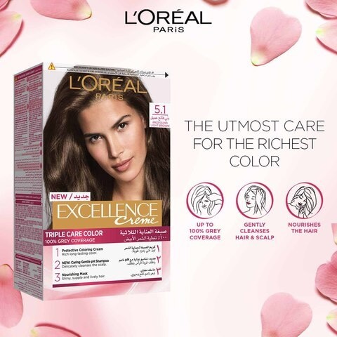 L'Oreal Paris Excellence Hair Dye 5.0 Light Brown Pack of 2