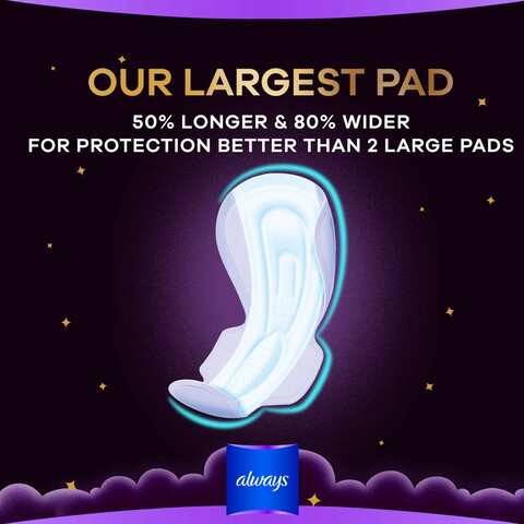 Always Dreams Clean/Dry Maxi Thick Night Long Pads With Wings 7 Pads