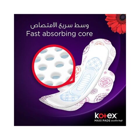 Kotex Maxi Sanitary Pads With Wings, 30 Pieces