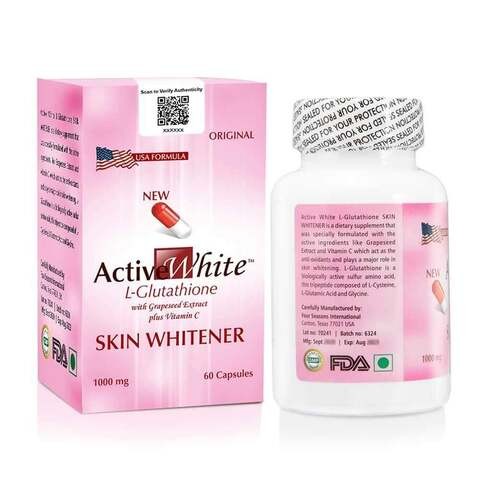 Active White Glutathione Skin Whitening Pills ( 60 Capsules = 1 Bottle)