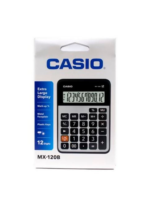 Casio MX120B Basic 12-Digit Calculator, Silver/Grey/Black