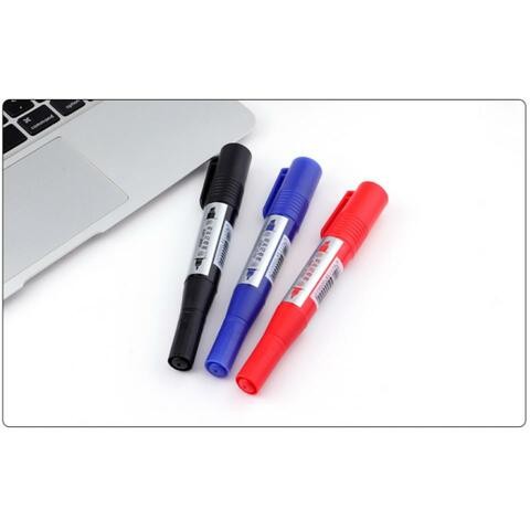 Elissa Marker Pens Double Large 12 Pieces (Red, Blue, Black - 4 Pieces Each Color)