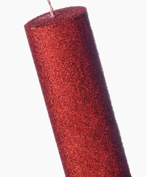 Red Glitter pillar candle