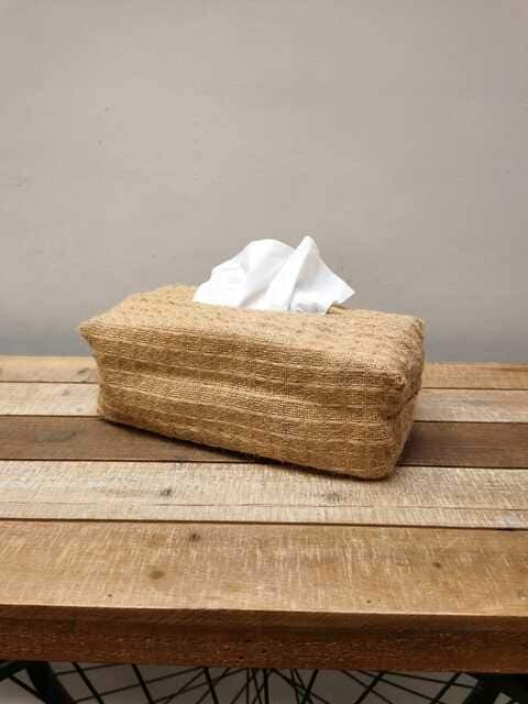 Japanese-Style Jute Tissue Box Holder Cover for Home, Bathroom, Bedroom, Office, Restaurant and Car Decoration - Rectangle Shape