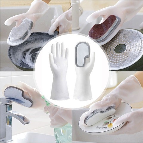 Magic Silicone Gloves With Wash Scrubber Random color