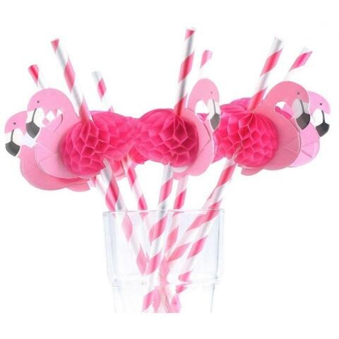 Alyssa Flamingo Paper Drinking Straw Party Decorations - 10 Pieces