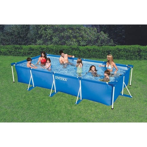 Intex Rectangular Metal Frame Pool, Blue, 14.8 Inch Ã - 7.2 Inch Ã - 33 Inch - 28273