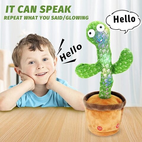 SKY-TOUCH Dancing Cactus Plush Toy USB Charging, Sing 120 Songs, Recording, Repeat What You Say and Glowing, Fun Toy Gifts for Boys and Girls