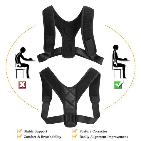 Tomsho Back Corrector with Shoulder Pads for Men and Women