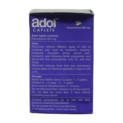 Adol Paracetamol 500mg - 96 Capsules