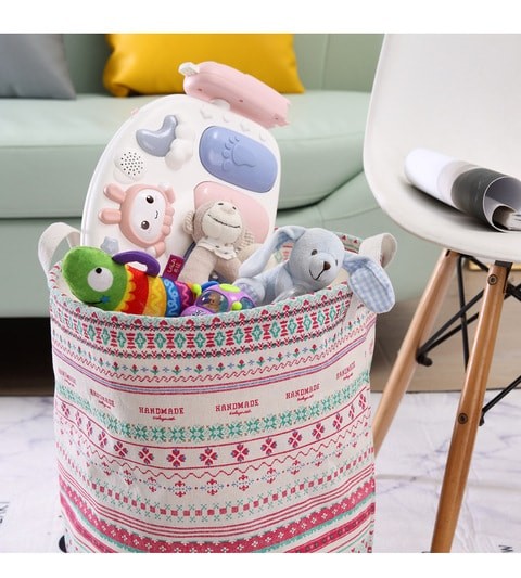 Beautiful Printed Design Waterproof Laundry Basket With Handles Size 45 x 35 cm