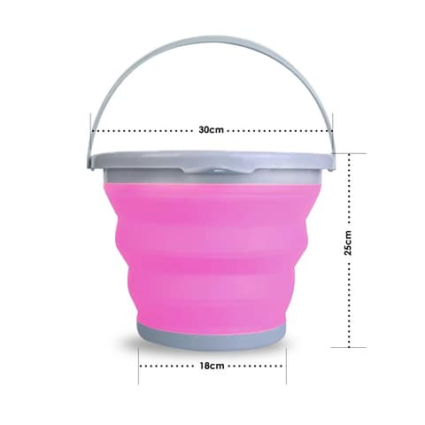 ALISSA-Collapsible Round Foldable Plastic Bucket Portable Plastic Water Pail (Pink)