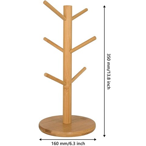 LINGWEI Wooden Mug Holder Tree Removable Bamboo Mug Stand Tea Cup Organizer Hanger Mug Rack for Storage 6 Coffee Cup Coffee Bar Accessories for Home Kitchen