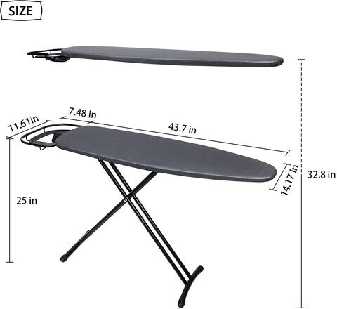 Ironing Board 130x50cm, Black Iron Stand Steel Structure with Padded cotton cover