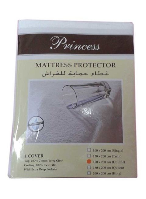 Princess Terry Mattress Protector, White, 150 x 200 cm