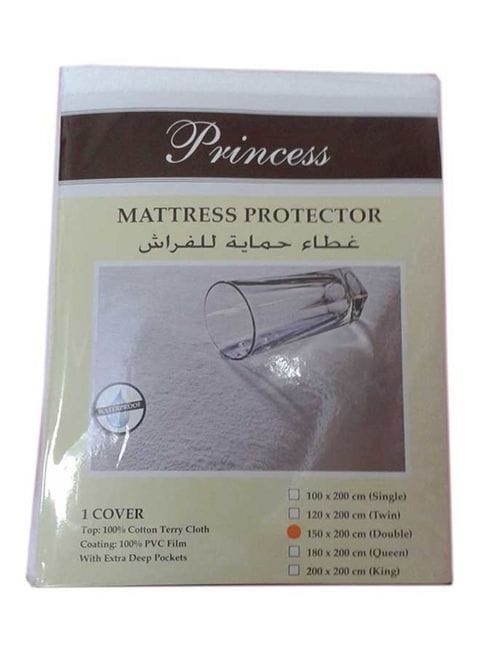 Princess Terry Waterproof Mattress Protector - White 200 x 200 cm
