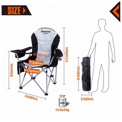 King camp-Deluxe Hard Arms Lumbar Support Camping Chair