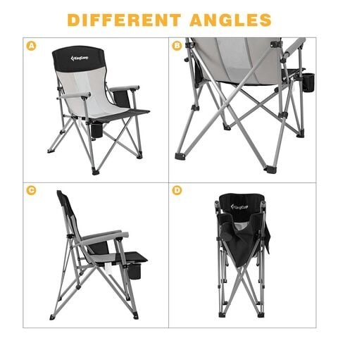 King camp-Hard Arm Comfortable Oversized Folding Camping Chair With Hide-Away Drink Holder