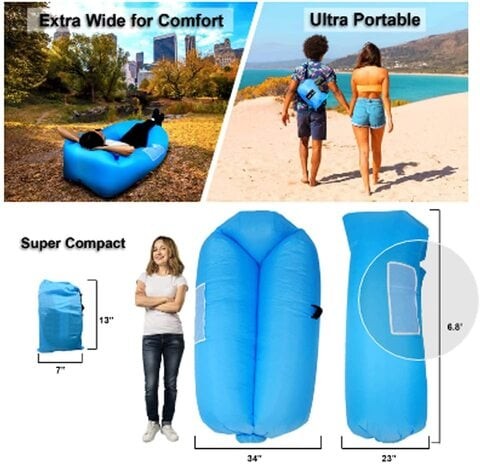 Aiwanto Inflatable Air Bed Sofa Outdoor Beach Camping Beach Bed Camping Sleeping Bag Couch Lounger Chair Sleeping Bag Air Chair for Traveling, Camping, Hiking and Beach Parties