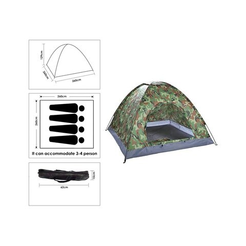 ALISSA-1PC. Ultra Light 3-4 Person Waterproof Camping Tent Single Layer with Round Door for Outdoor Camping, Camouflage.