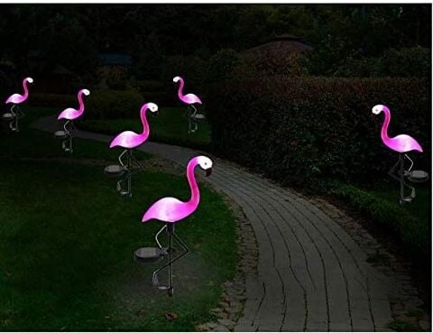 iwanto 3pcs solar powered led light for outdoor home garden decoration waterproof flamingo garden lantern