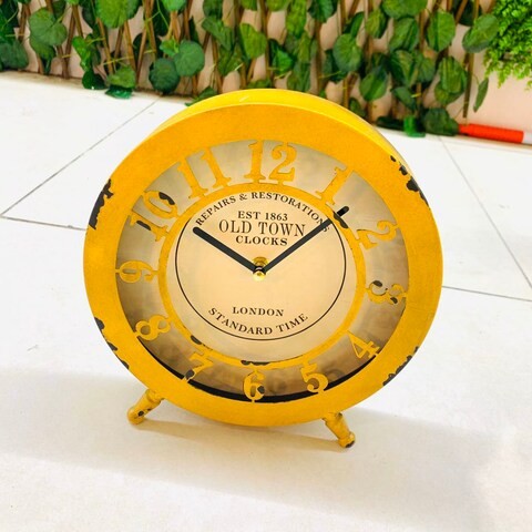 LINJOY Yellow Wall Clock Antique Creative Creative Bedroom Living Room Home Decor