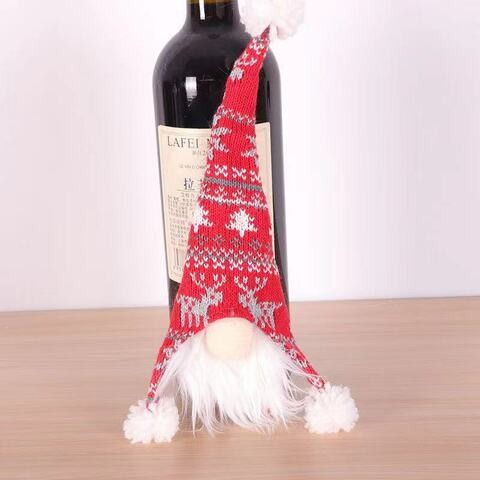 Christmas Wine Bottle Cover Home Dinner Party Table Decoration Ornaments (RED, 22.5 x 18.1 x 3.5 cm