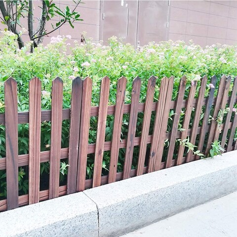 LINGWEI Wood Picket Garden Fence Garden Landscape Edging Border Lawn Edgings Wooden Solid Fence Flower Bed Edging Wooden Plant Borders Animal Barrier 30x160cm