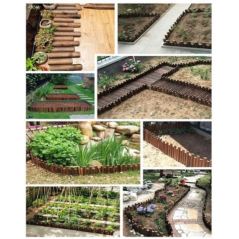 Picket Fencing Garden Fence Stake Wooden Protective Guard Edging Decor Lawn Flower Bed Fence Screen Plant Guardrail Animal Barrier Decor 120x35cm