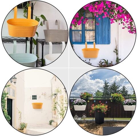 ALISSA 3Pcs Metal Iron Hanging Flower Pots Garden Pots Balcony Planters Metal Bucket Flower Holders Wall Hanging Decor Pot