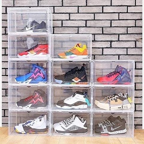 Lash High Quality Stackable Collapsible Shoe Storage Organizer Box Large Capacity Shoe Storage Box Single Side Open Box - Clear