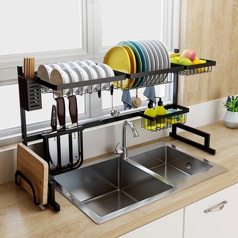 Generic Stainless Steel Dish Rack With Drying Board And Chopsticks Holder For Kitchen Utensils