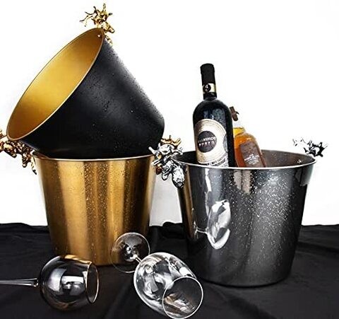 Aiwanto 2L Silver Ice Bucket Ice Cube Bucket for Parties With Handle Champagne Bucket Deer Head Design Ice Cube Bucket