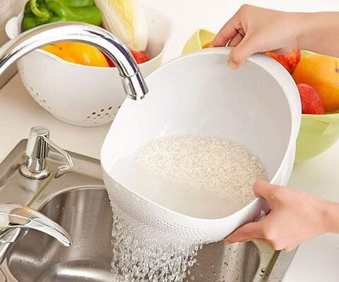 Aiwanto Kitchen Washing Pot Rice Washing Vessel Plastic Fruits Vegetables Washing Box Basket