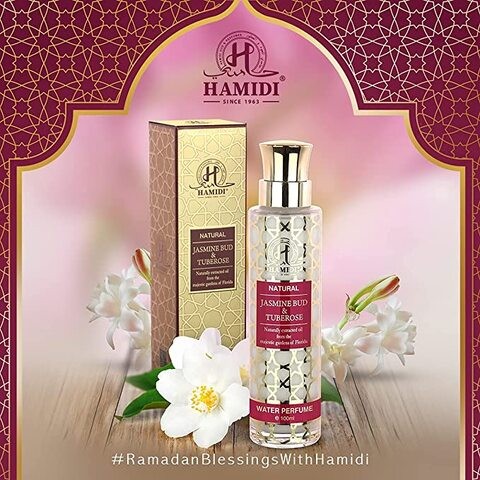 عطر Hamidi Natural Water Perfume 100ml - 4-Pieces Gift Set - للجنسين (Vanilla Elixir، Jasmine Bud & TubeRose، Amber & Oud- Naturals) Non Alcoholic