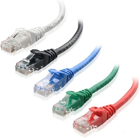 5-Color Combo Snagless Short Cat6 Ethernet Cable (Cat6 Cable, Cat 6 Cable) 3 ft -- 1M