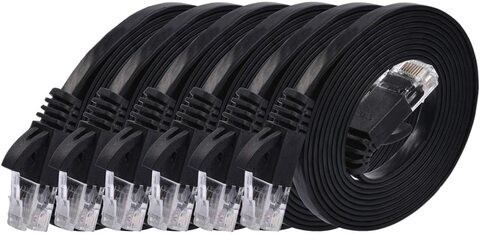Cat 6 Ethernet Cable 3M (6 Pack) Flat Internet Network Cables - Cat6 Ethernet Patch Cable Short - Black Computer LAN Cable with Snagless RJ45 Connectors