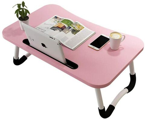 Ohlt-J Lazy Portable Folding Mini Study Desk Laptop Table, Pink