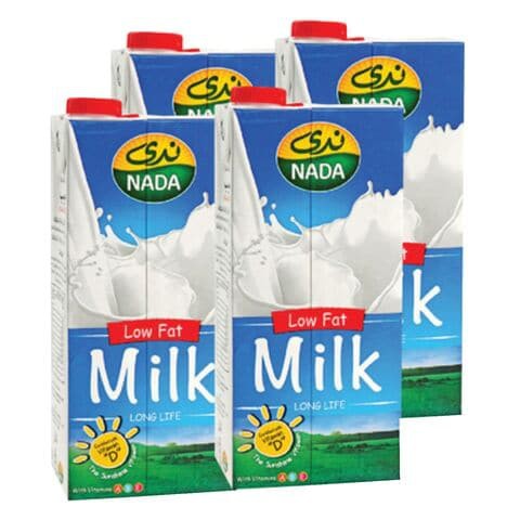 Nada Low Fat Long Life Milk 1L x Pack of 4