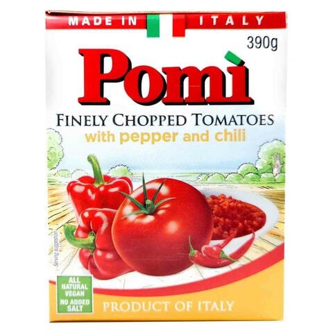 Pomi Finely Chopped Tomatoes With Pepper And Chilli 390g