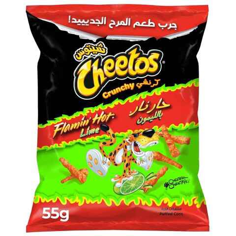 Cheetos Crunchy Flamin Hot Lime Cheese Flavored Snacks  55g