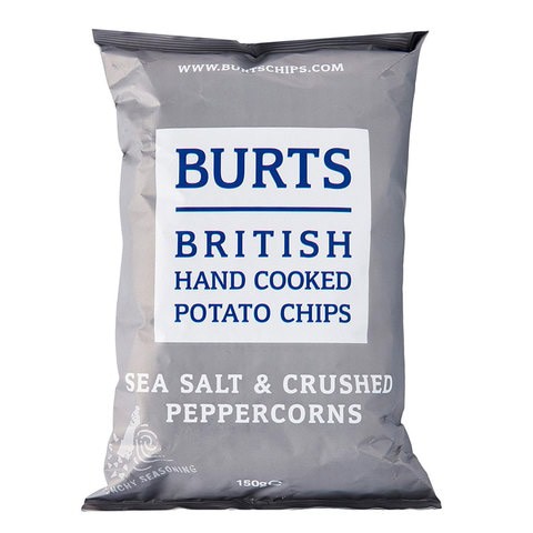 Burts British Hand Cooked Sea Salt and Crushed Peppercorns Potato Chips 150g