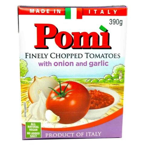 Pomi Finely Chopped Tomatoes With Onion And Garlic 390g