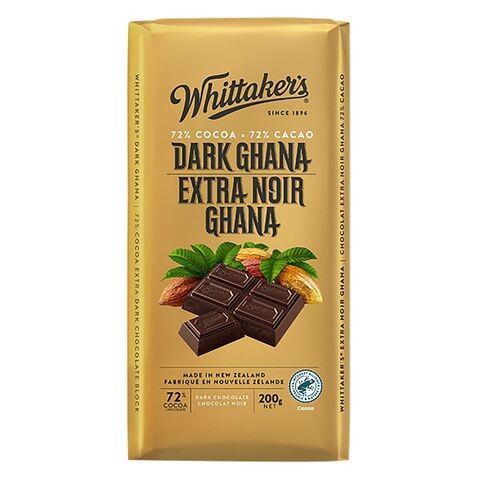 WHITTAKERS 72% DARK GHANA BAR 200G