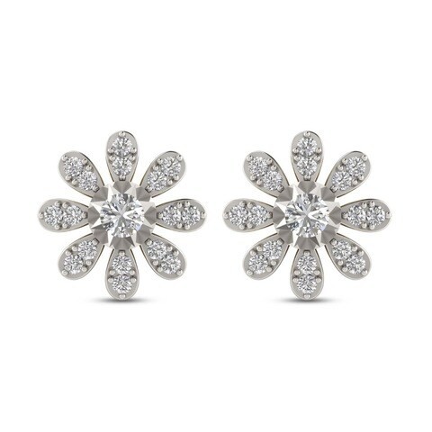 18k BLOSSOM DIAMOND EARRING 0.19 CTS-Yellow Gold