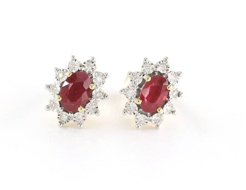 18k DIANA RUBY EARRING 0.12 CTS-Yellow Gold