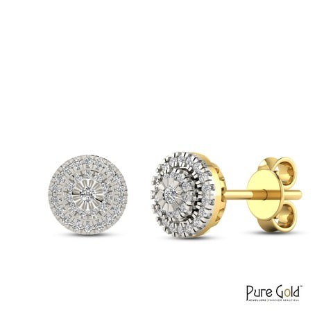 18k ILLUSION DIAMOND EARRING 0.24 CTS-Yellow Gold