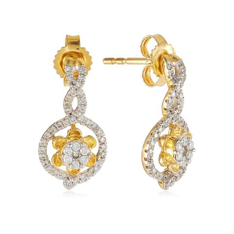 18k ILLUSION DIAMOND EARRING 0.28 CTS-Yellow Gold