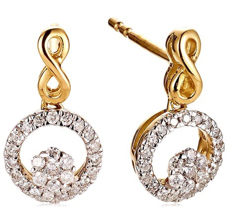 18k ILLUSION DIAMOND EARRING 0.25 CTS-Yellow Gold